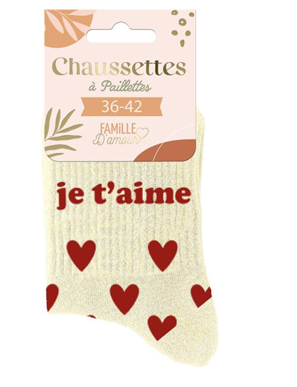 Chaussettes à paillettes Je T'aime