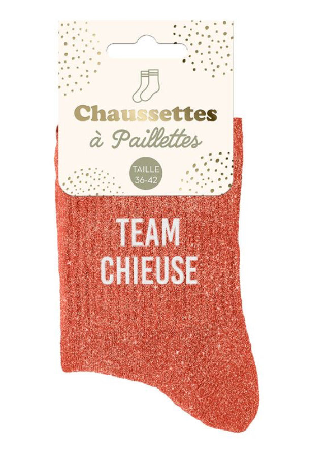 Chaussettes à paillettes Team Chieuse