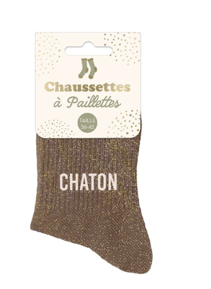 Chaussettes à paillettes Chaton