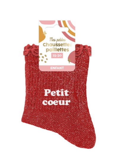Chaussettes à paillettes fille Petit coeur