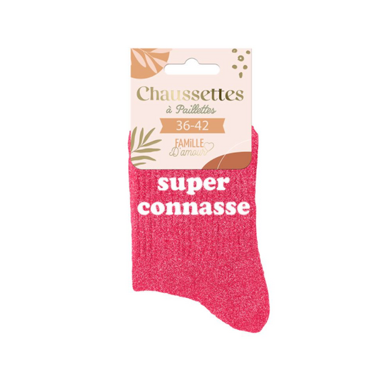 Chaussettes à paillettes Super Connasse