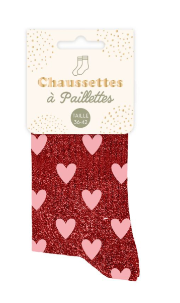 Chaussettes à paillettes Coeur