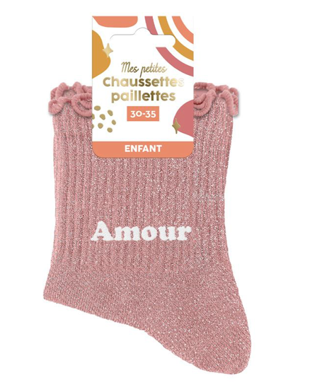 Chaussettes à paillettes fille Amour