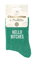 Chaussettes à paillettes Hello Bitches
