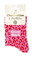 Chaussettes à paillettes Crazy Bitch