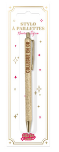 Stylo à paillettes Collègue en or