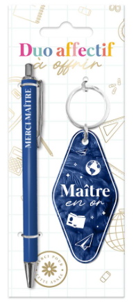 Stylo à paillettes + Porte clef