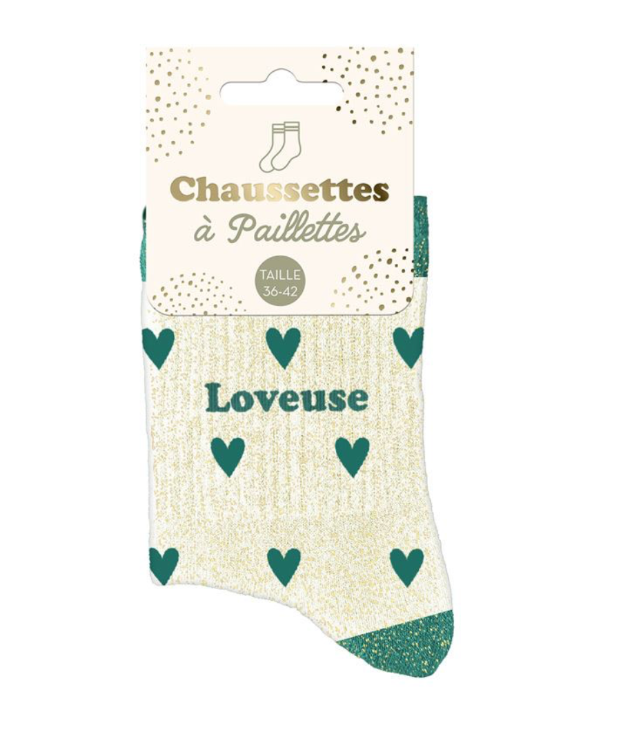 Chaussettes à paillettes Coeurs Loveuse