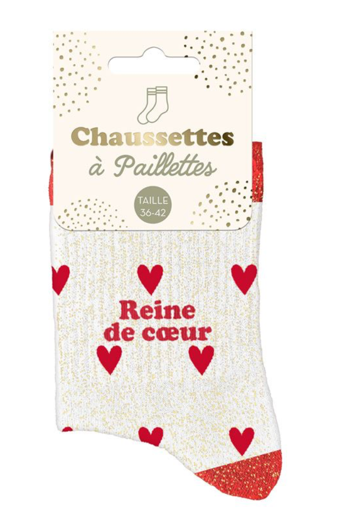 Chaussettes à paillettes Coeurs Reine De Coeur