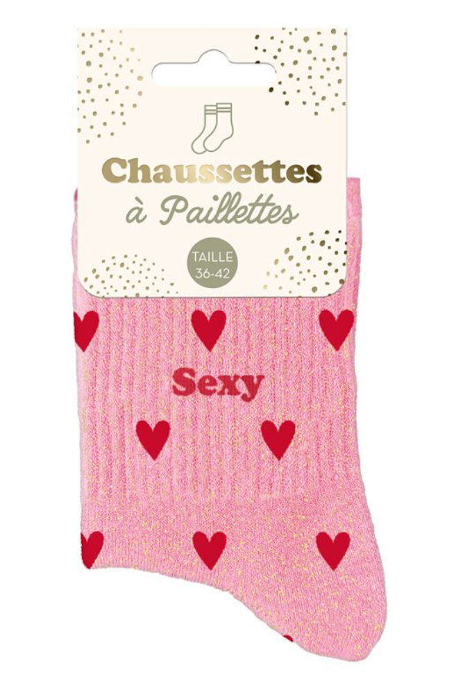 Chaussettes à paillettes Coeurs Sexy