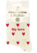Chaussettes à paillettes Coeurs My Love