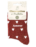 Chaussettes à paillettes Coeurs Amour