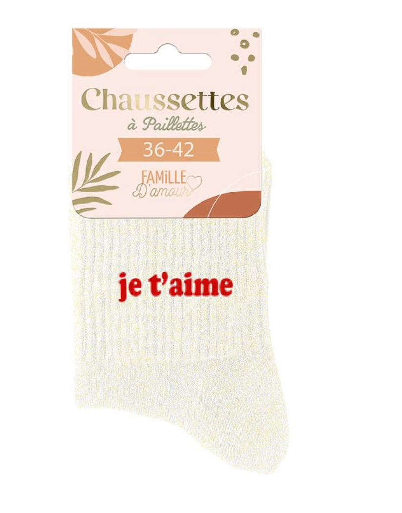 Chaussettes à paillettes Je T'aime