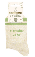 Chaussettes à paillette Marraine en Or