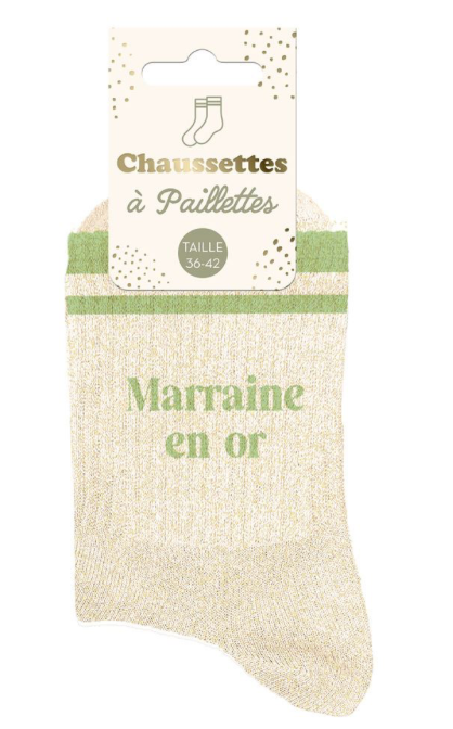 Chaussettes à paillette Marraine en Or