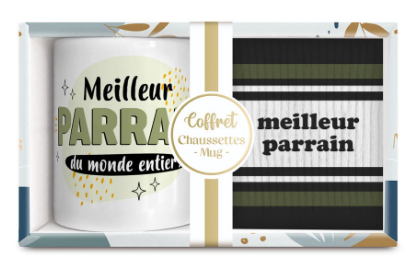 Coffret Mug + Chaussette Meilleur Parrain