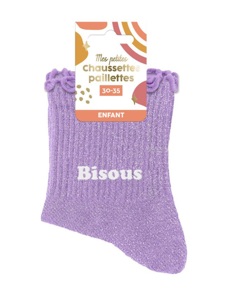 Chaussettes à paillettes fille Bisous