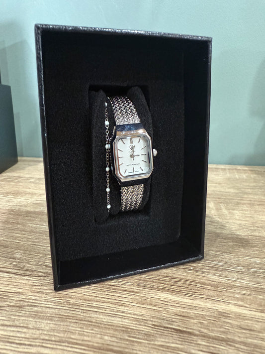 Coffret Montre + Bracelet argenté